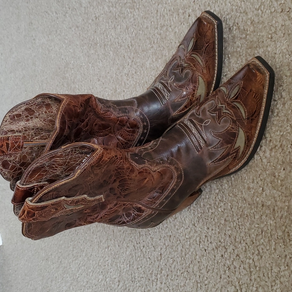 Ariat Dahlia brown leather cowboy boots short size 6.5 b euc